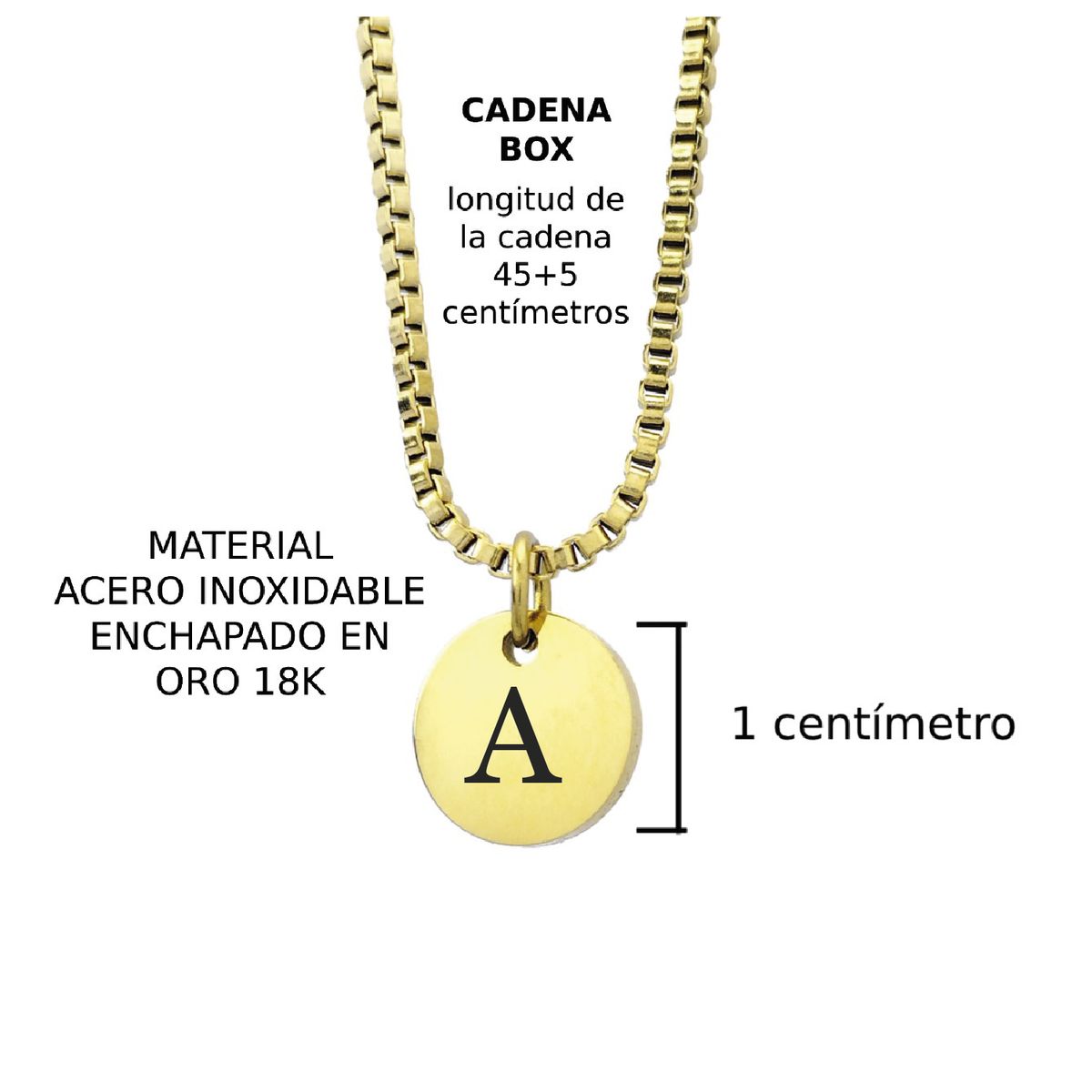 GENERICO - Collar Inicial Letra A Enchapado en Oro 18K para mujer