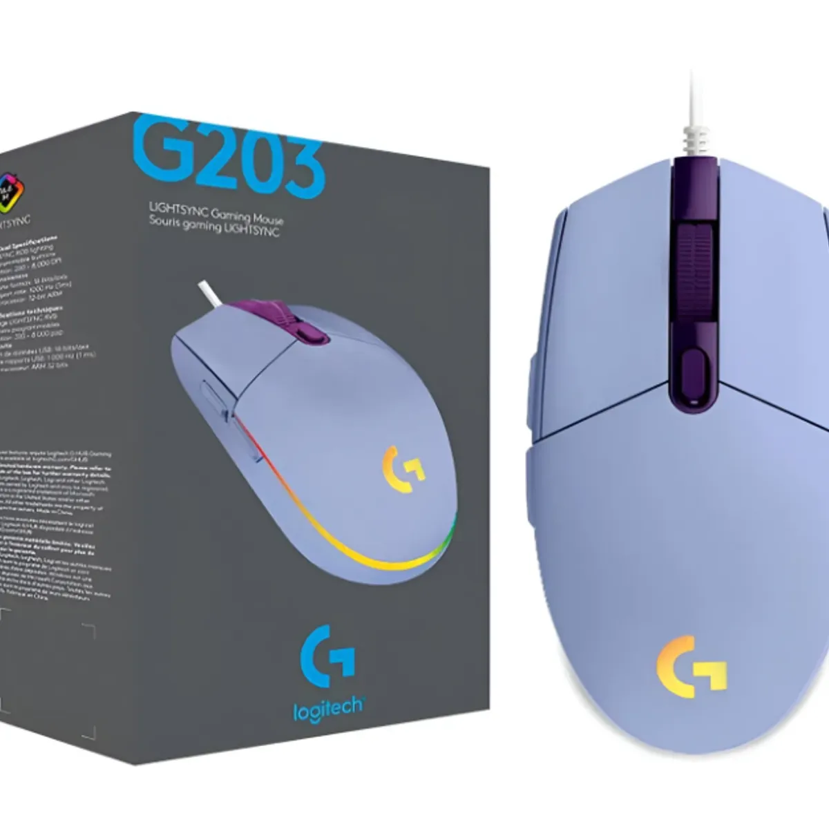 LOGITECH - Mouse Logitech G203 Lightsync 8000 Dpi Lila