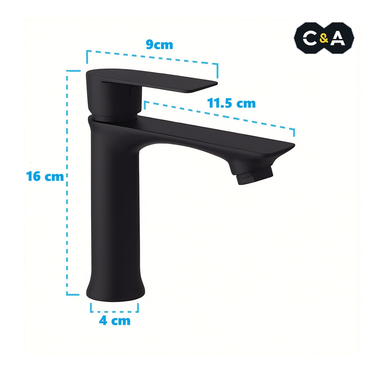 C&A - Llave para lavatorio Pesado Negro Mate C&A