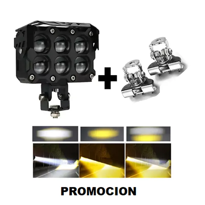 GENERICO - Neblinero Explorador de 6 Lupas Pesado + Soporte de capot