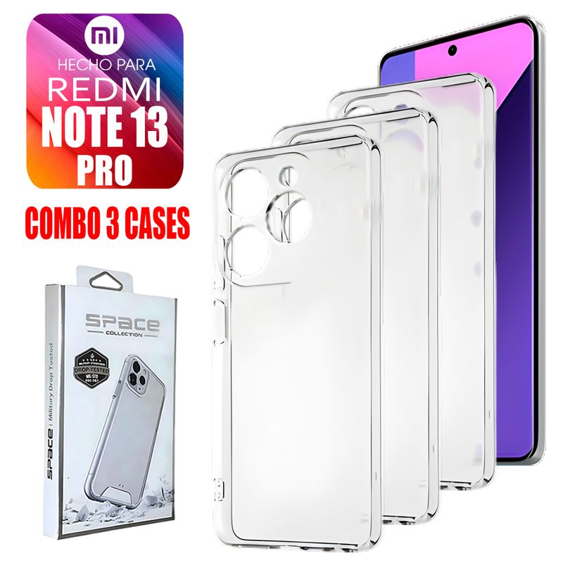 ASIA IMPORT - Combo Case Space Transparente Para Redmi Note 13 Pro