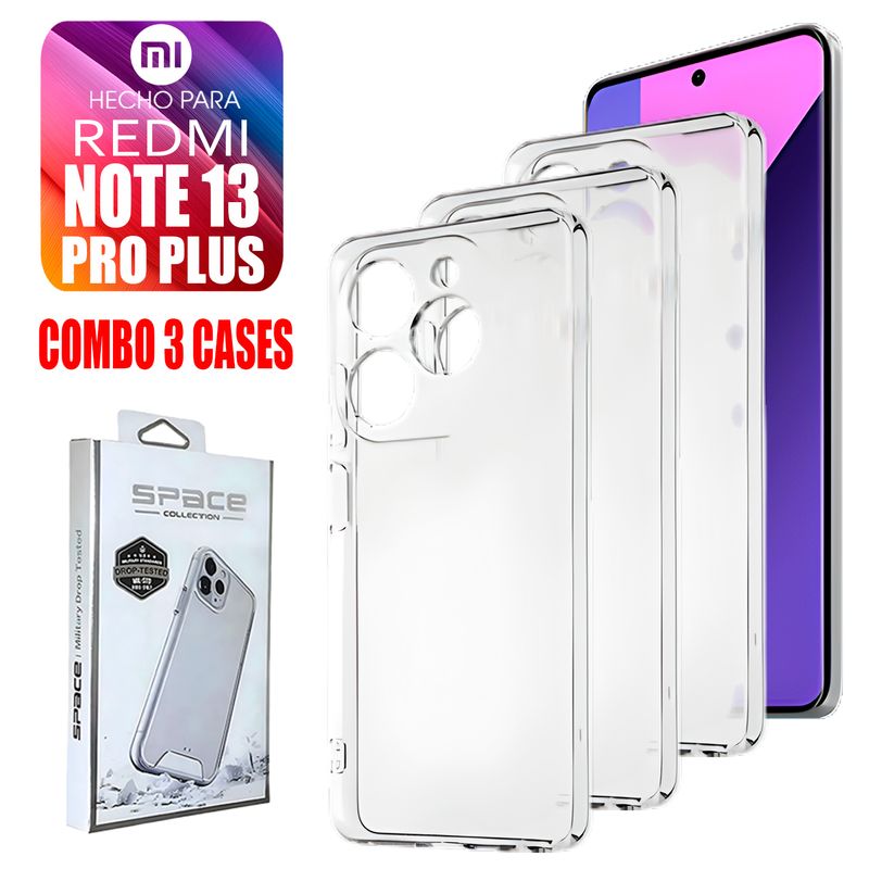 ASIA IMPORT - Combo Case Space Transparente Para Redmi Note 13 Pro Plus