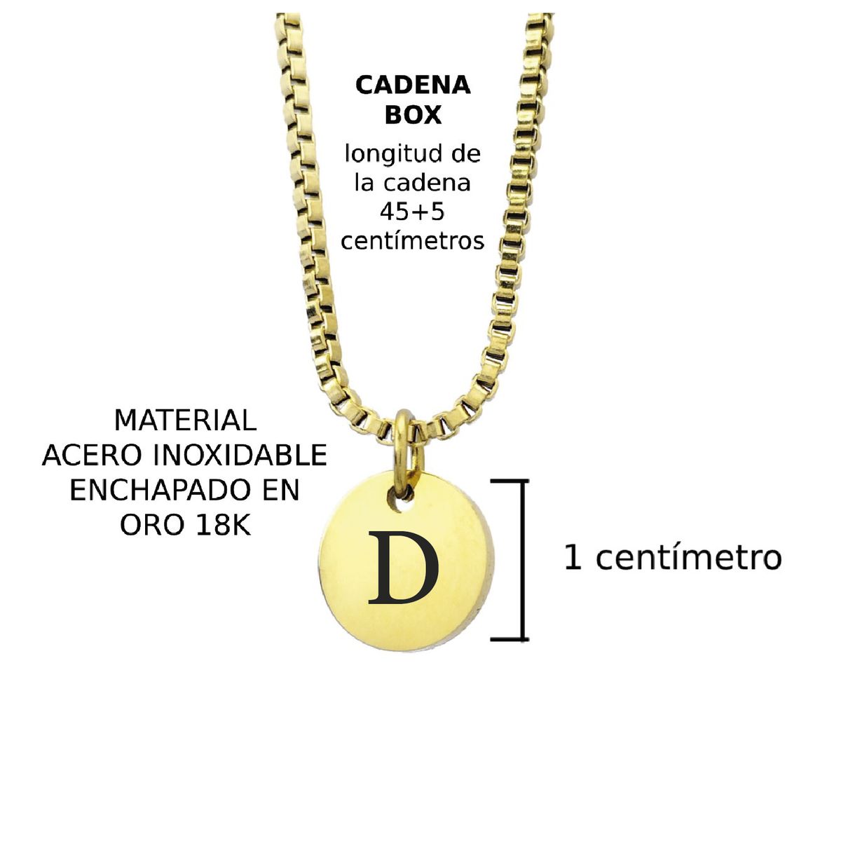 GENERICO - Collar Inicial Letra D Enchapado en Oro 18K para mujer