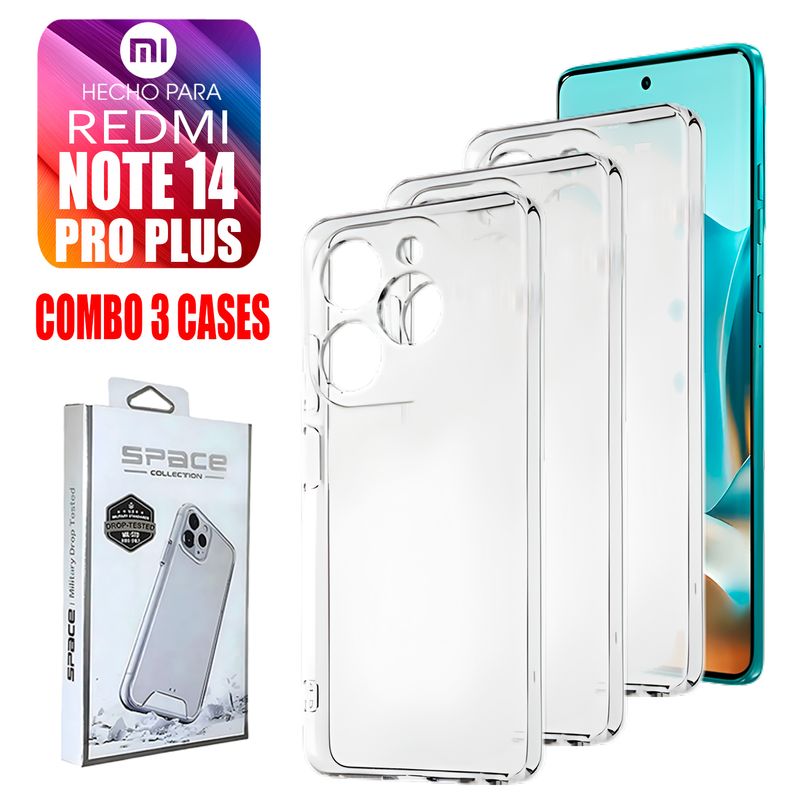 ASIA IMPORT - Combo Case Space Transparente Para Redmi Note 14 Pro Plus