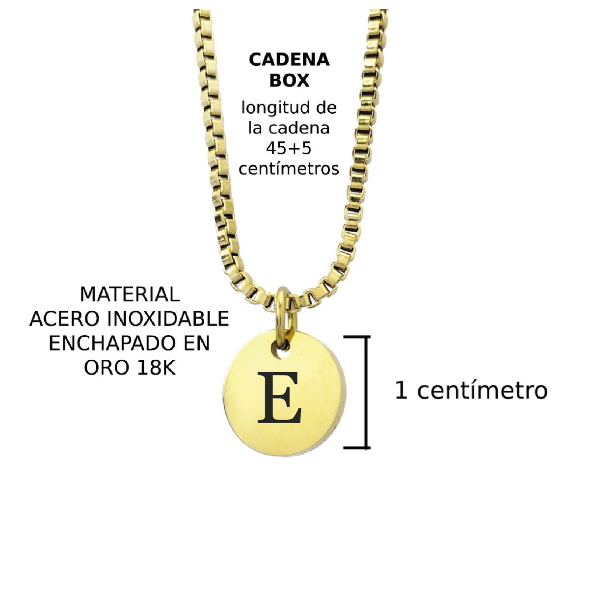 GENERICO - Collar Inicial Letra E Enchapado en Oro 18K para mujer