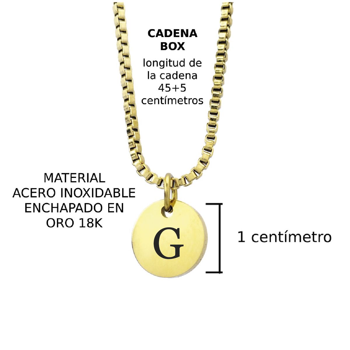 GENERICO - Collar Inicial Letra G Enchapado en Oro 18K para mujer