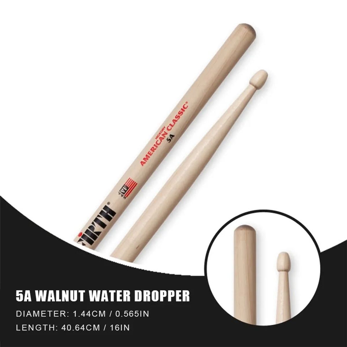 GENERICO - Baquetas clásicas para tambores acústicos y electrónicos  5A