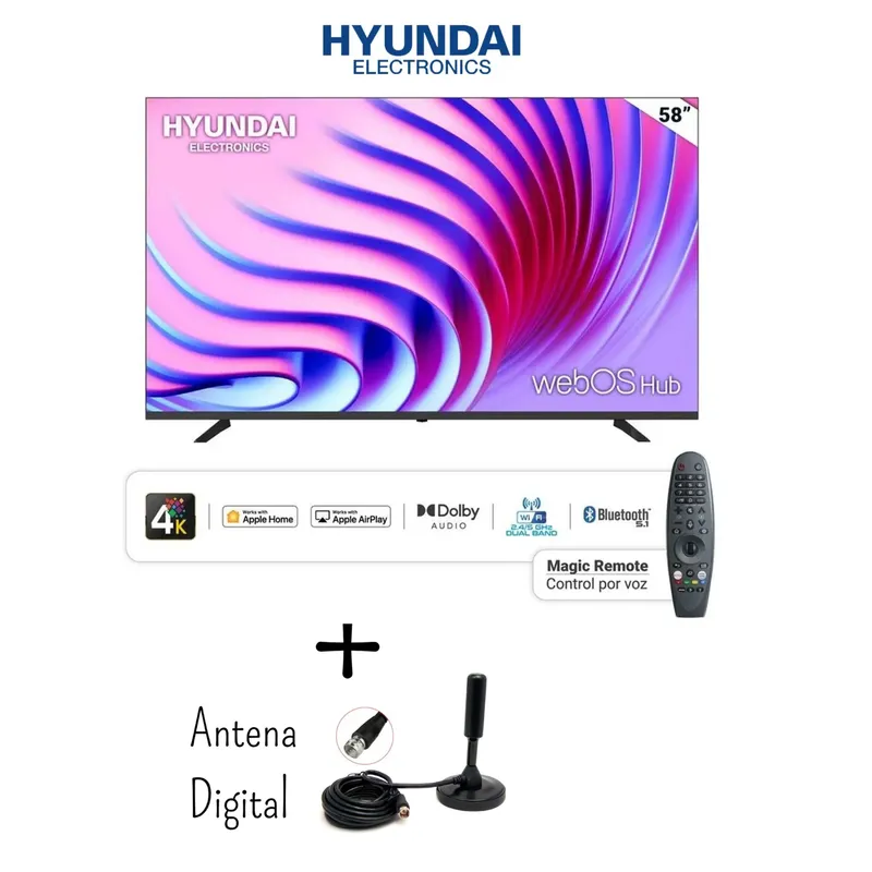 HYUNDAI - Televisor Hyundai 58 Pulgadas UHD 4K WebOS HYLED5808W4KM + Antena Digital (Nuevo)