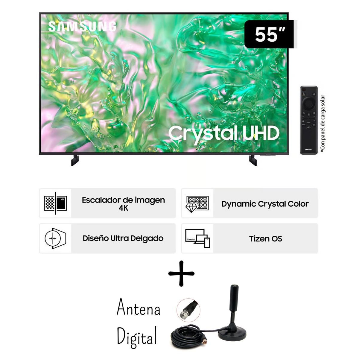 SAMSUNG - Televisor Samsung 55 Crystal UHD 4K Tizen OS Smart TV 55DU8000 + Antena Digital