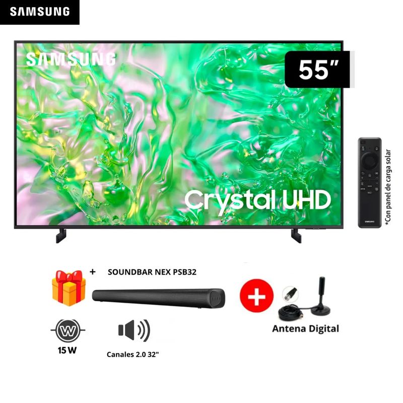 SAMSUNG - Smart TV Samsung 55 UN55DU8000 Crystal UHD 4K Tizen OS HDR10+ AirSlim + Antena Digital