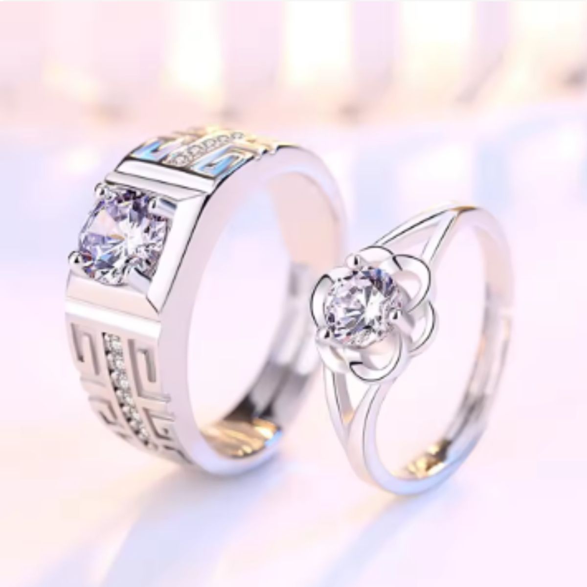 GENERICO - Anillos de Pareja Ajustables “Amor Imperial”  Un Vínculo Majestuoso