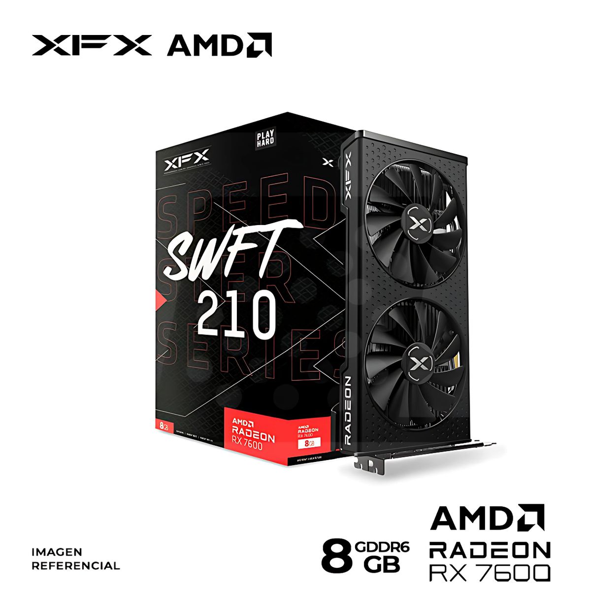 XFX - TARJETA DE VIDEO XFX SWFT 210 RX 7600 8GB GDDR6