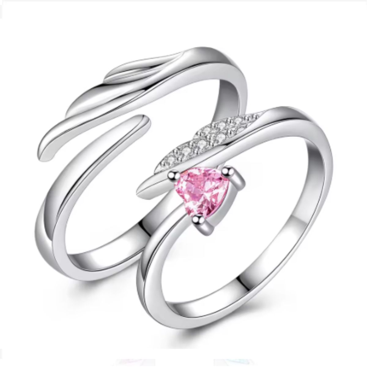 GENERICO - Anillos de Pareja Ajustables “Susurros Rosados”  Un Amor que Fluye