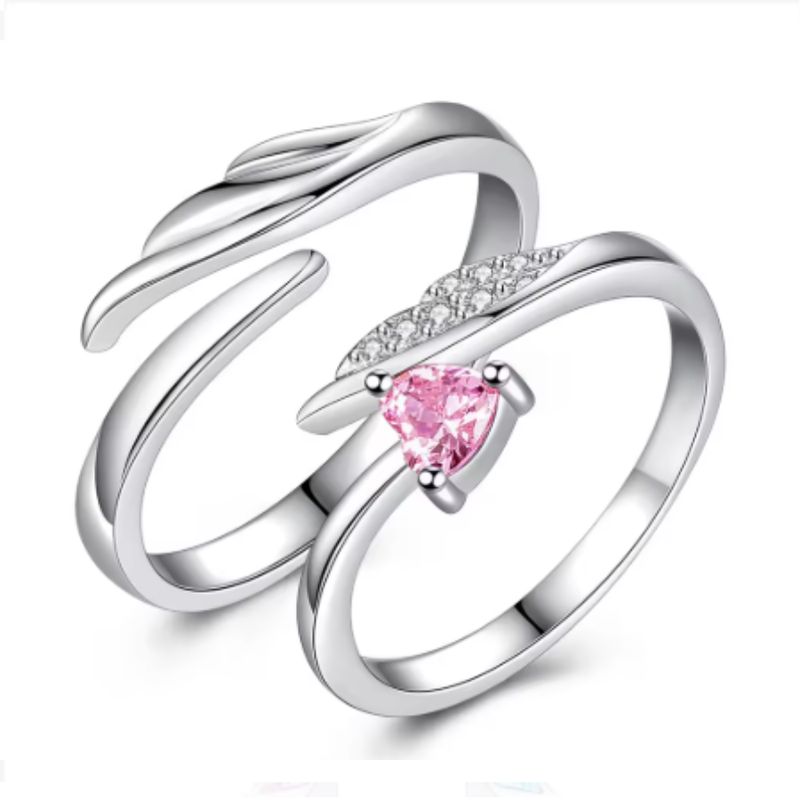 GENERICO - Anillos de Pareja Ajustables “Susurros Rosados”  Un Amor que Fluye