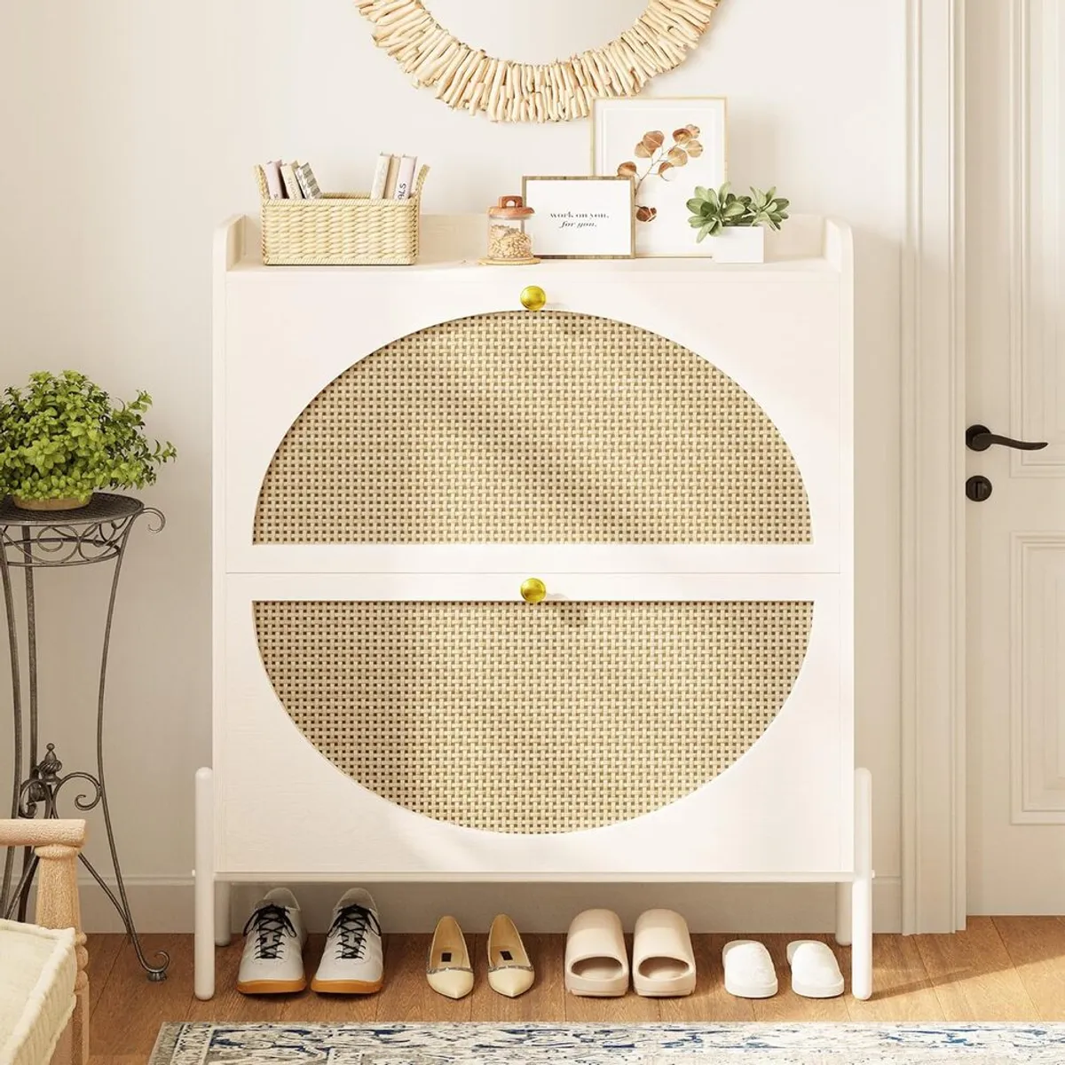 R&R MUEBLES - Zapatera Vintage Seiha Blanco R&R MUEBLES