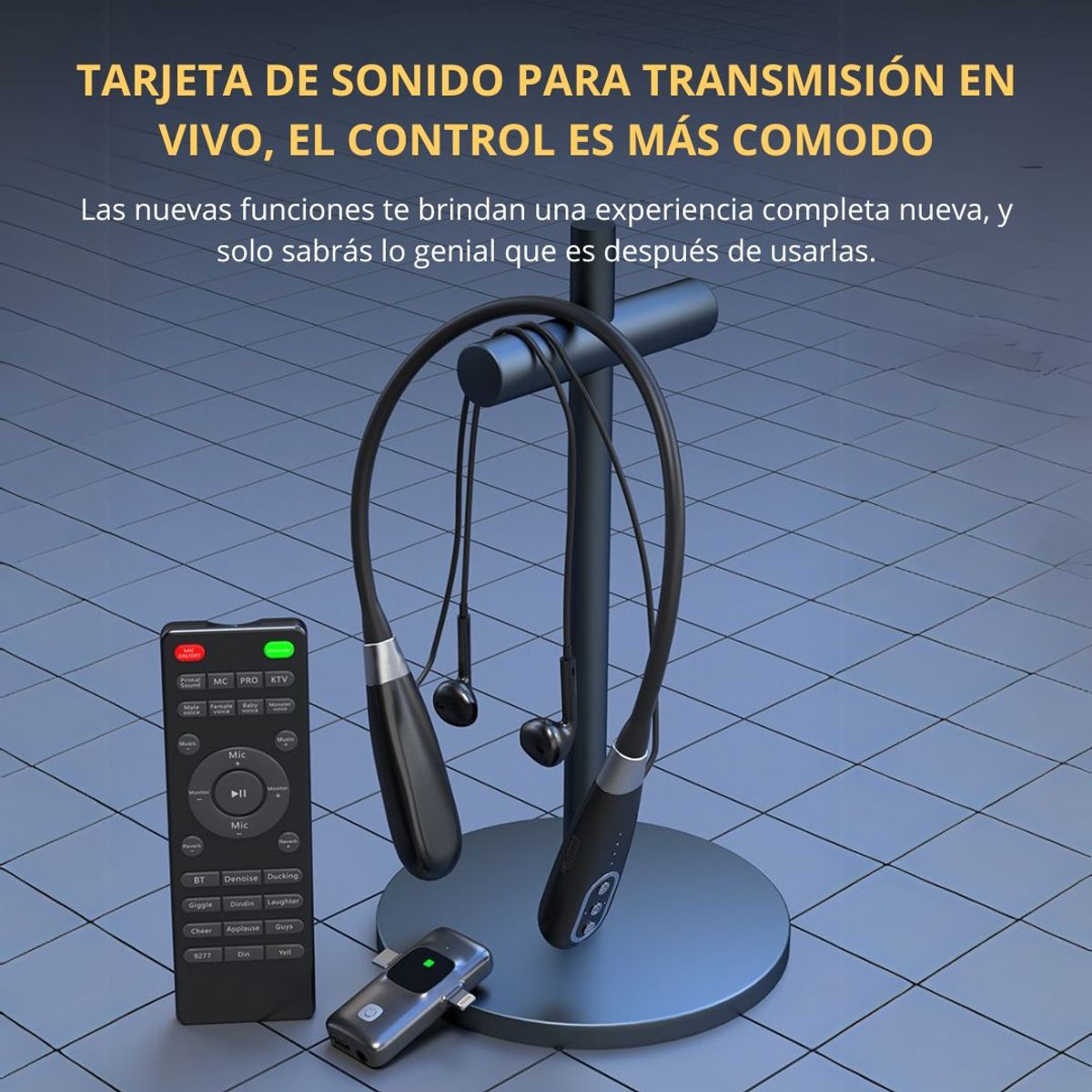 GENERICO - Auriculares Inalámbricos con Micrófono y Tarjeta de Sonido USB