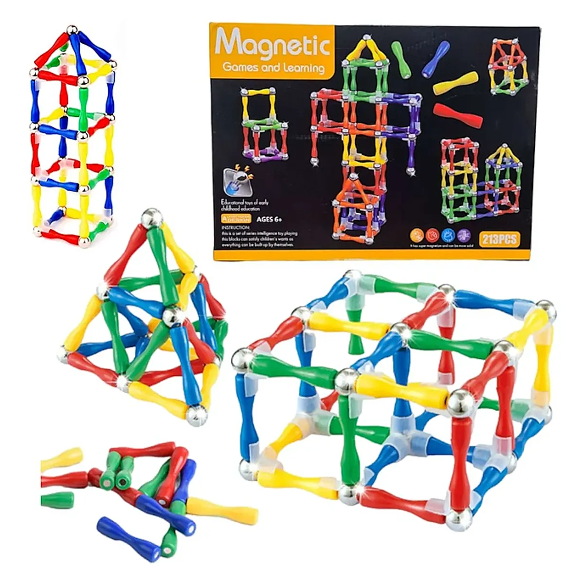 GENERICO - Bloques Magnéticos de Construcción  213 Piezas