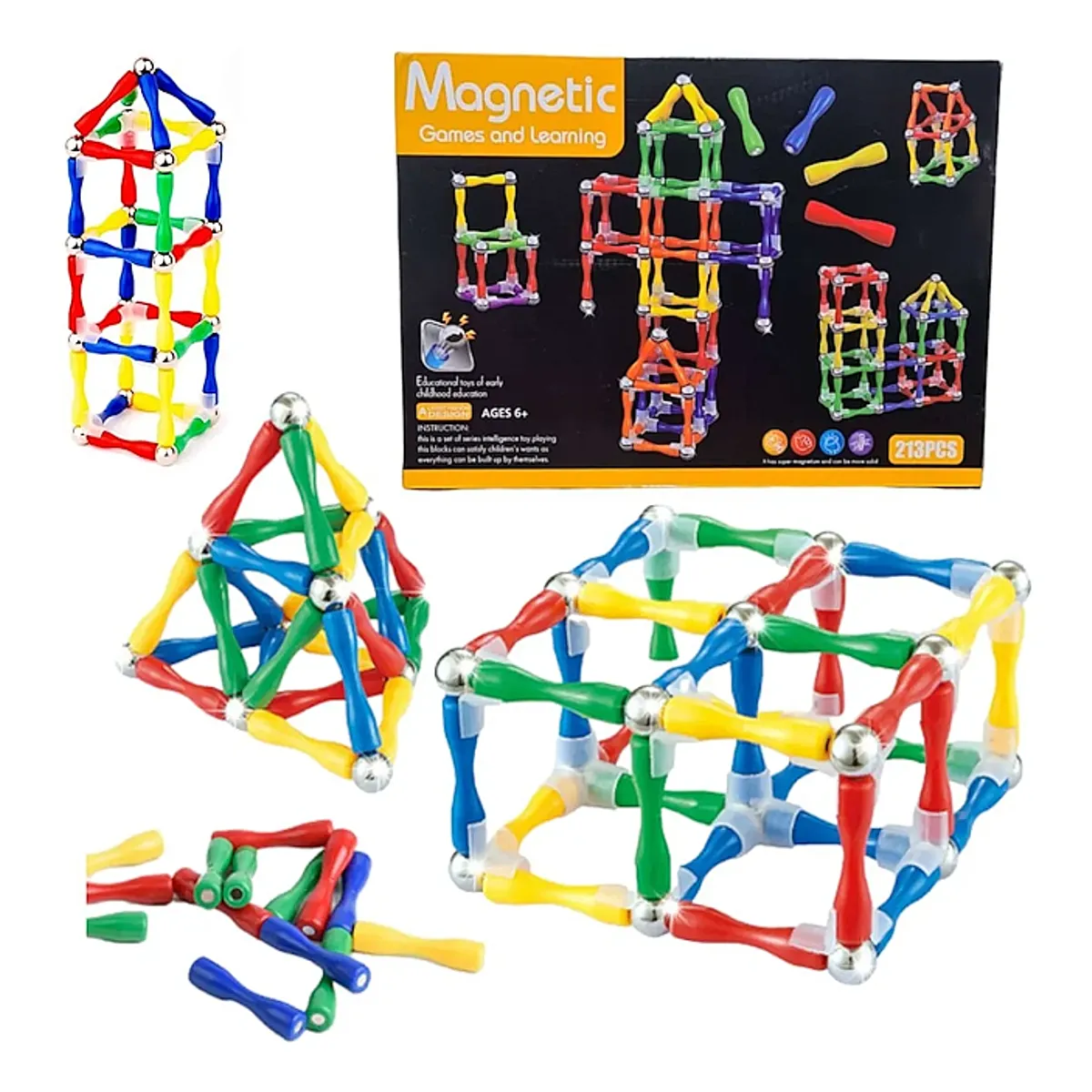 GENERICO - Bloques Magnéticos de Construcción  213 Piezas