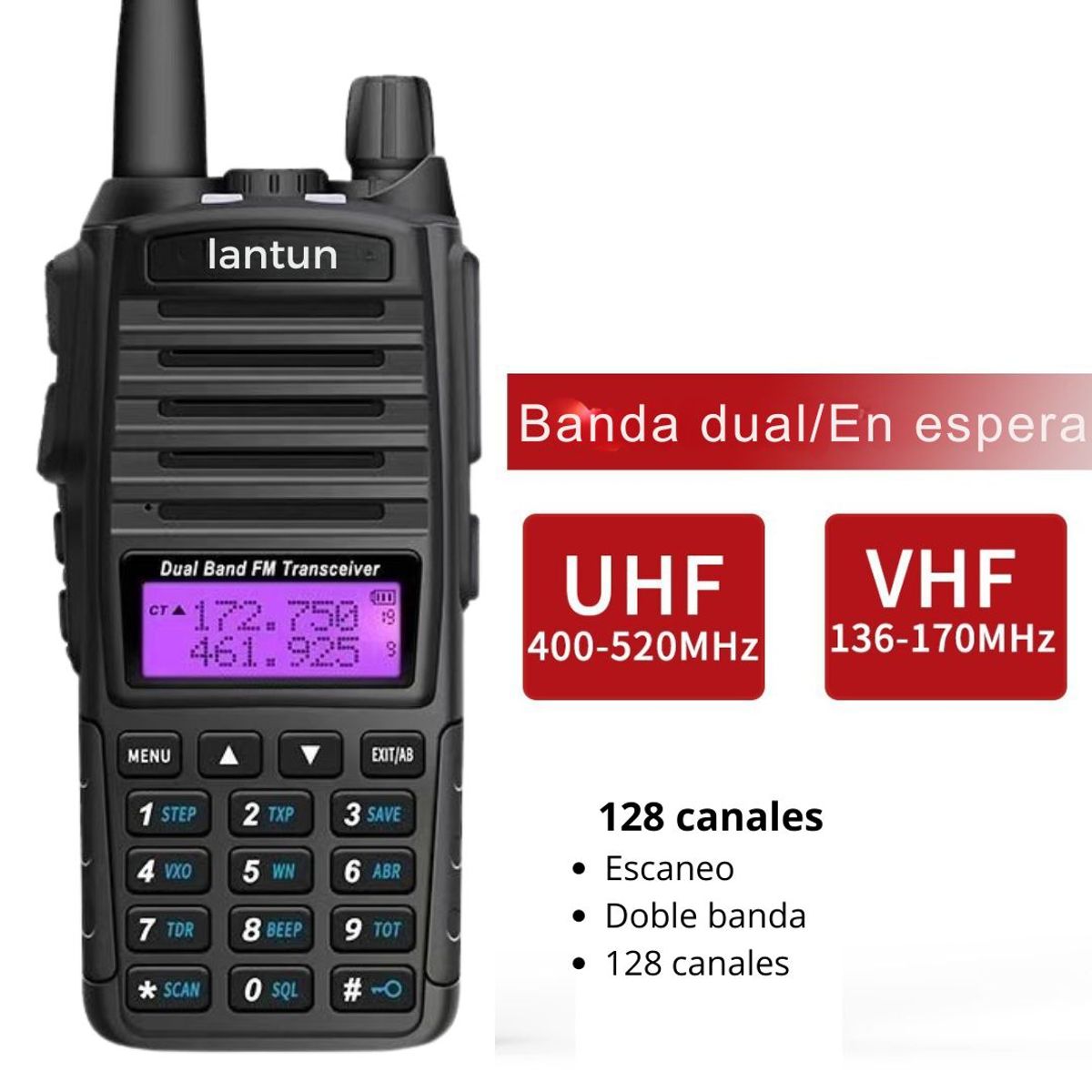 GENERICO - Walkie Talkie Profesional 15 KM con Radio FM y Doble Banda VHF/UHF