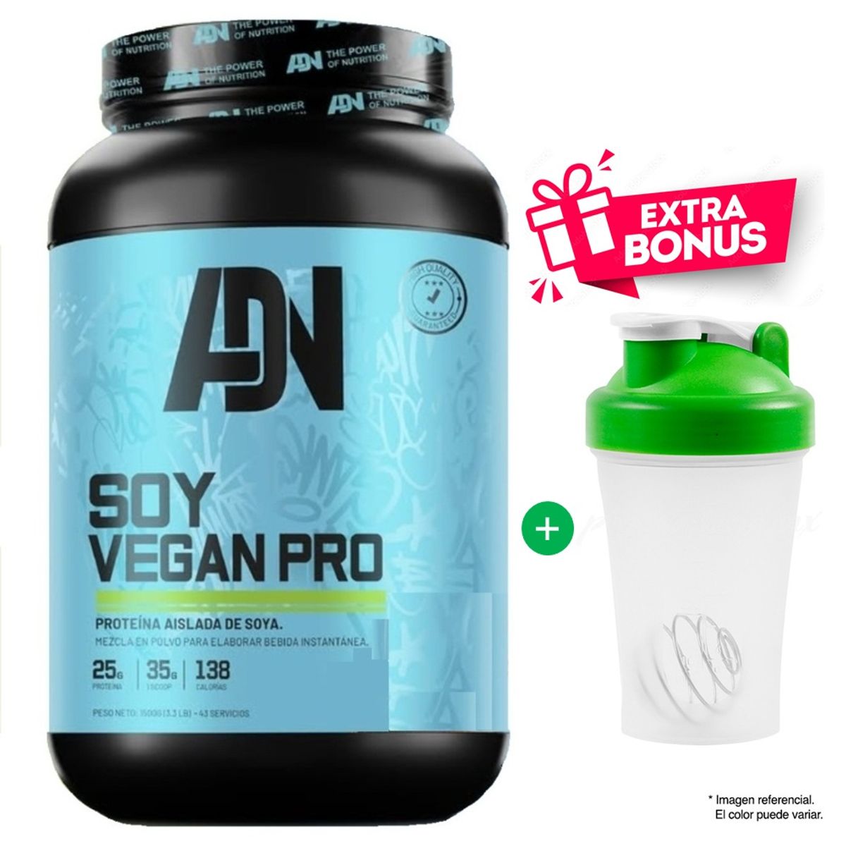 ADN - Soy Vegan 1.5 kg ADN VAINILLA + SHAKER
