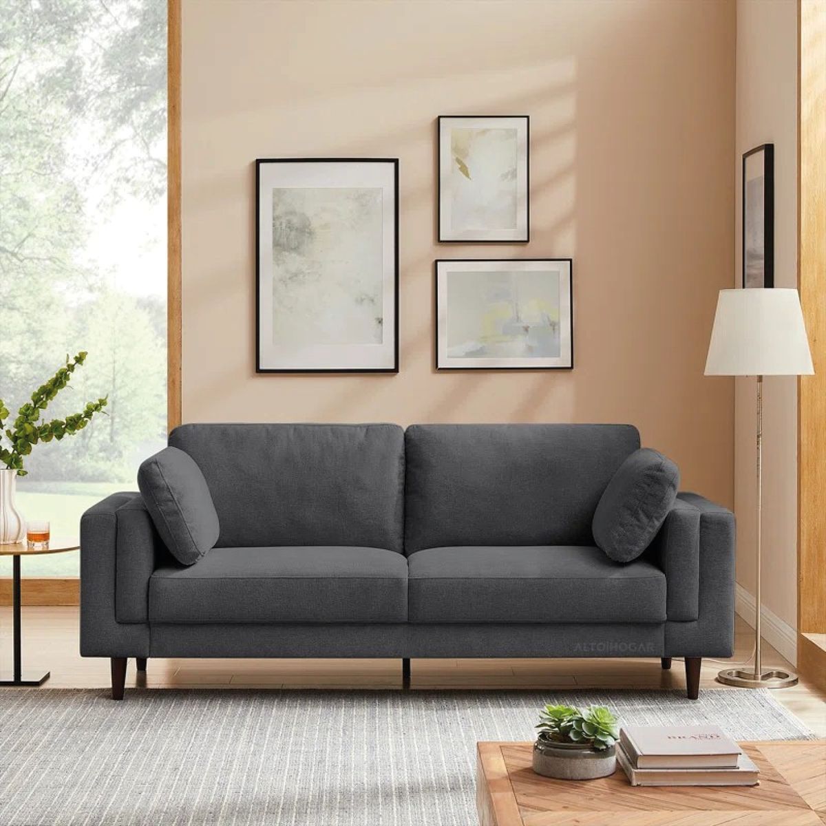 ALTO HOGAR - Sofá Carlton 3 Cuerpos Gris Oscuro