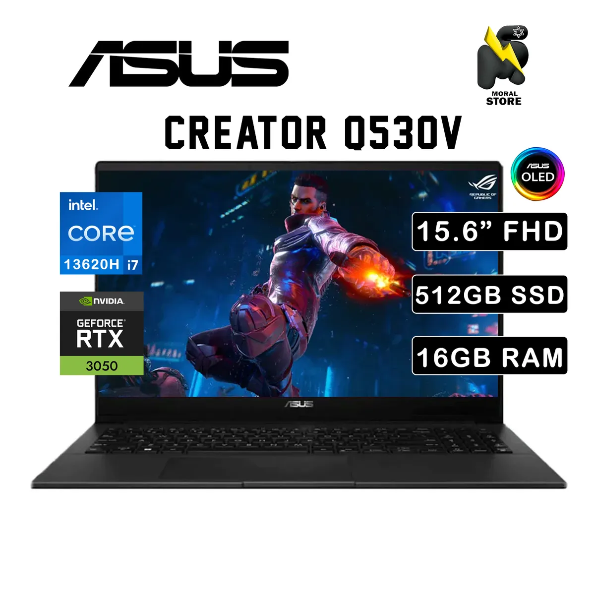 ASUS - LAPTOP GAMING  ASUS CREATOR Q530V/ INTEL CORE i7 - 13620H/ 16 GB RAM /512GB SSD/RTX 3050 6GB / OLED