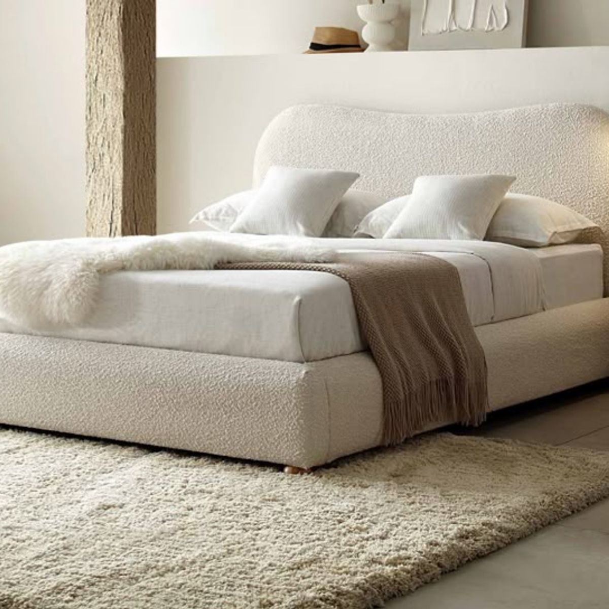 GENERICO - CAMA KING SIZE BOUCLE   ELEGANCIA CONFORT Y ESTILO MODERNO