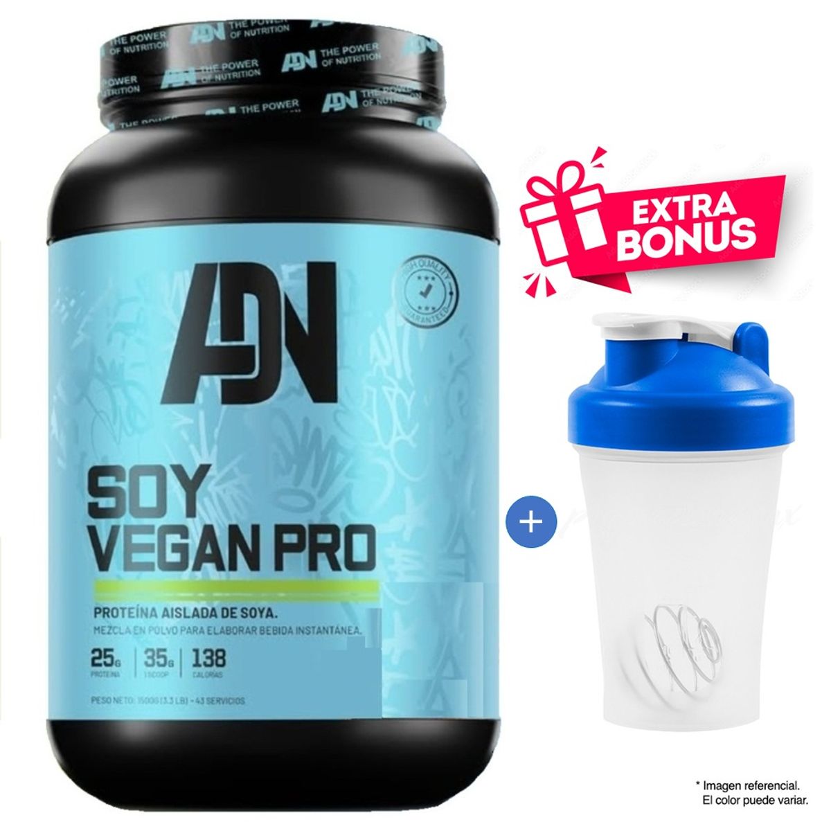 ADN - PROTEÍNA SOY VEGAN 1.5 KG CHOCOLATE ADN NUTRITION MÁS OBSEQUIO