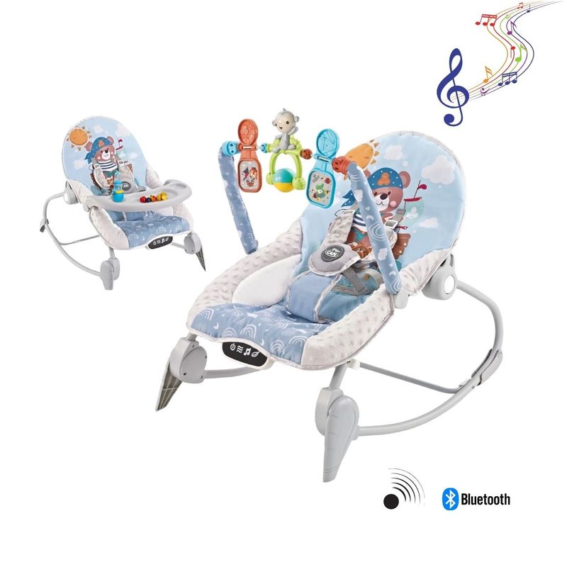 GENERICO - Silla Mecedora Musical Celeste Bluetooth y Mesita para Comer