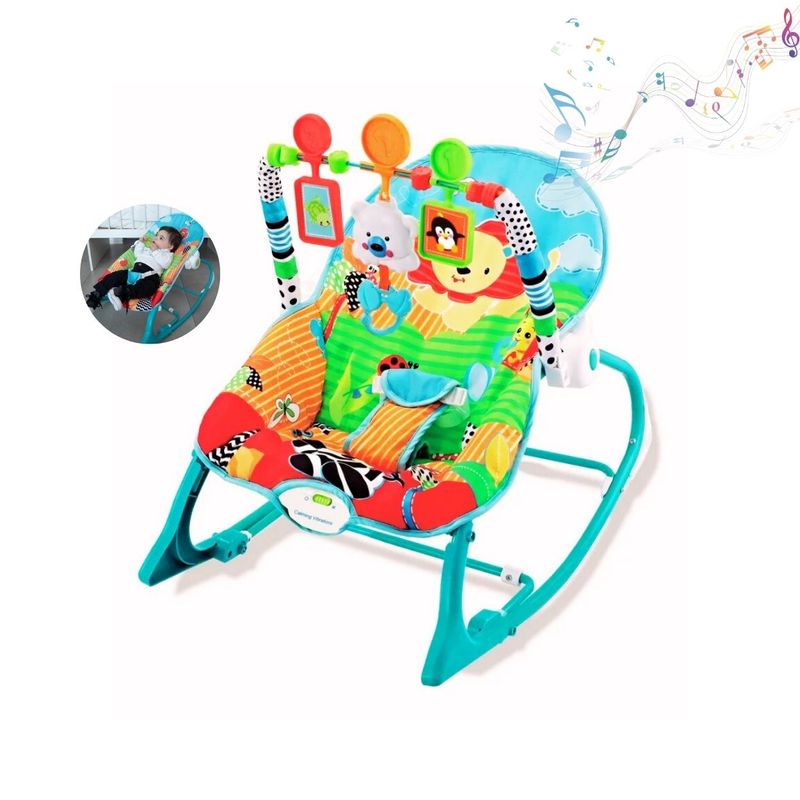 GENERICO - Silla Mecedora Vibradora Musical Rocker Azul para Bebé