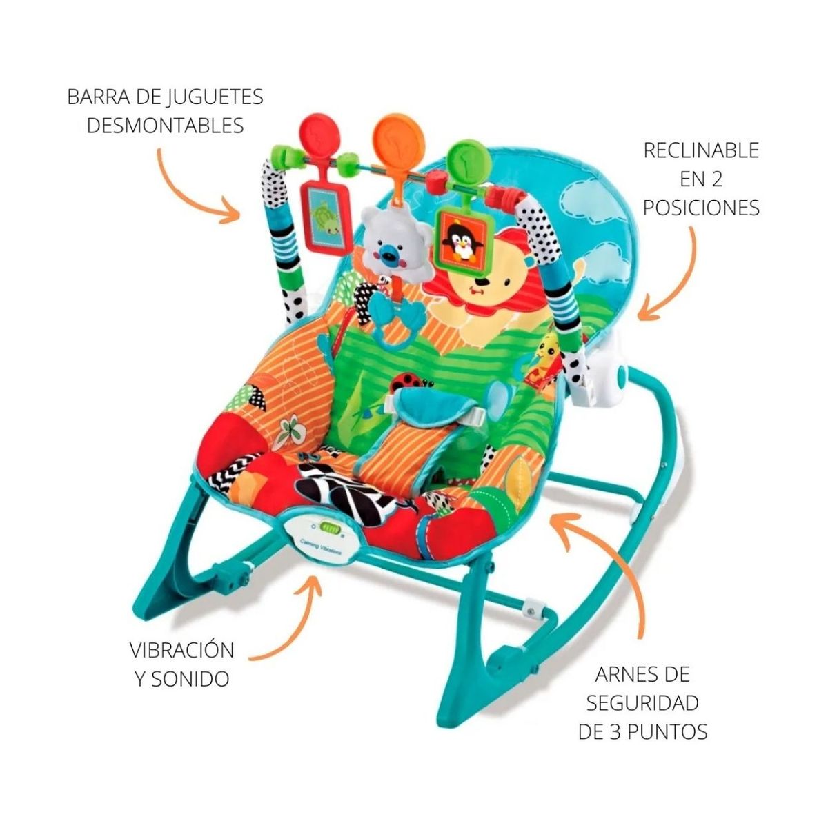 GENERICO - Silla Mecedora Vibradora Musical Rocker Azul para Bebé