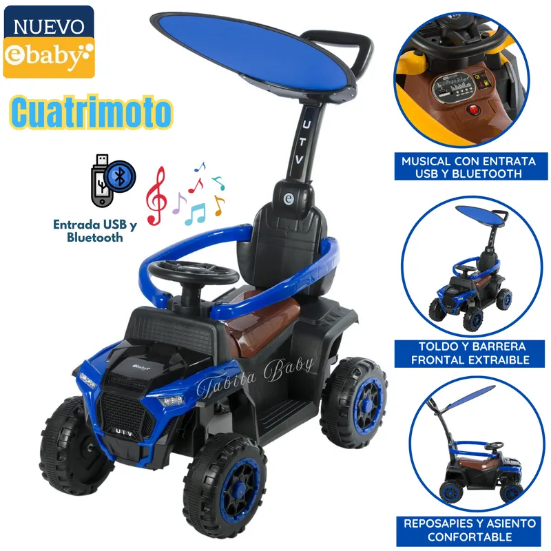 EBABY - Carrito para Niños Musical con Sombrilla Azul