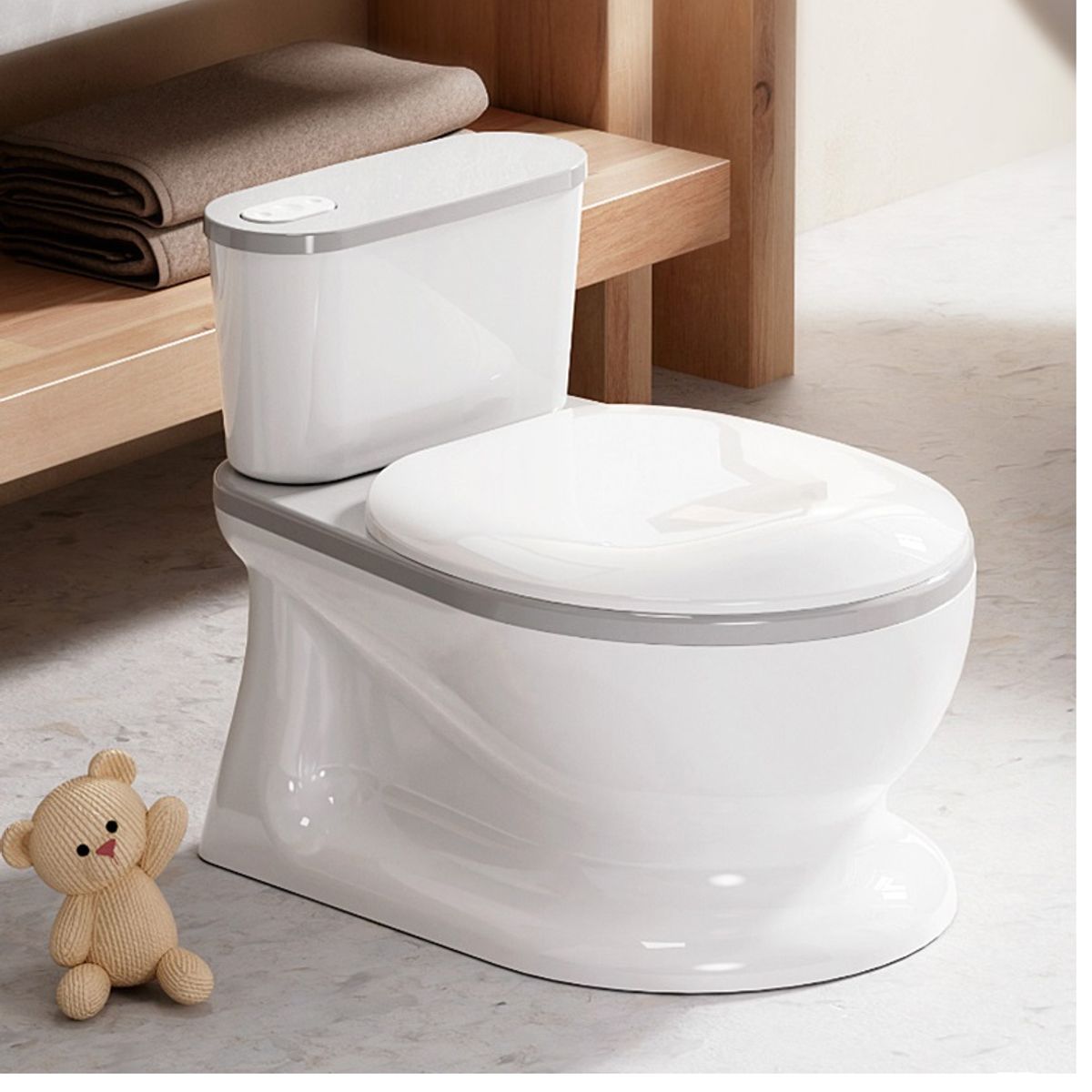 GENERICO - Inodoro de entrenamiento para Niños con Porta Papel Gris