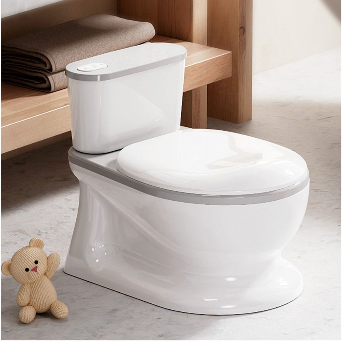 GENERICO - Inodoro de entrenamiento para Niños con Porta Papel Gris