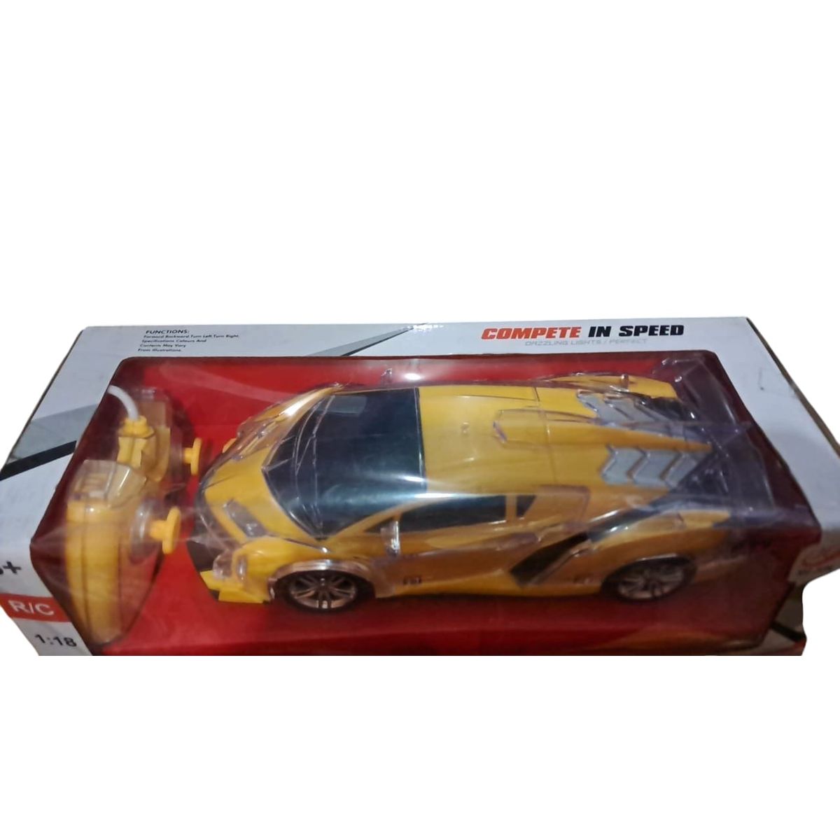 GENERICO - AUTO CARRERA AMARILLO CON LUCES