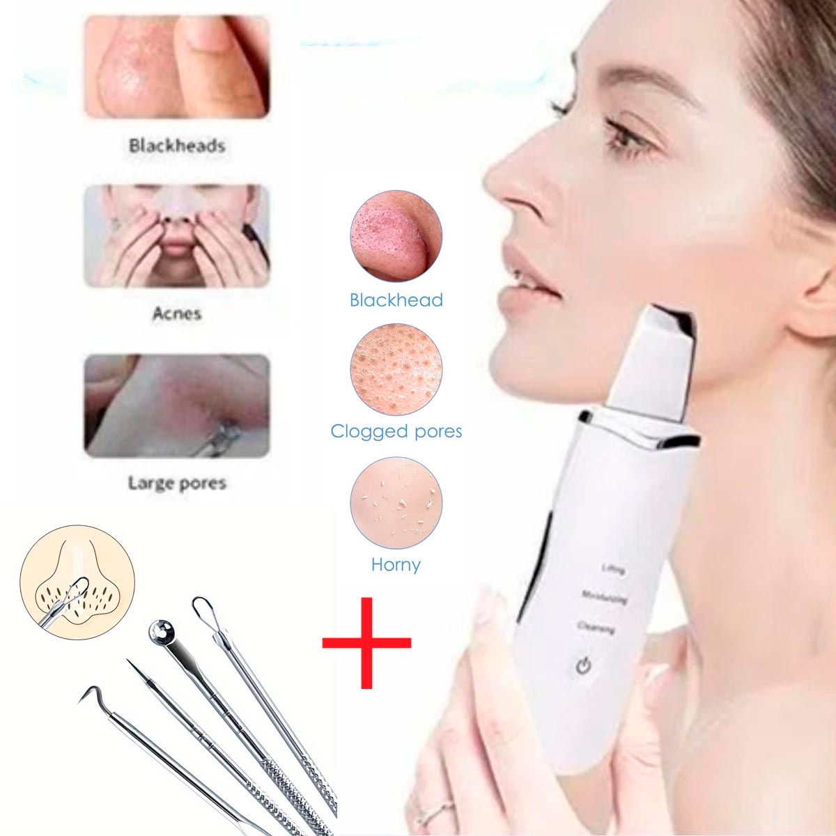 GENERICO - Limpiador Ultrasónico Espátula Lifting Limpieza Profunda + kit