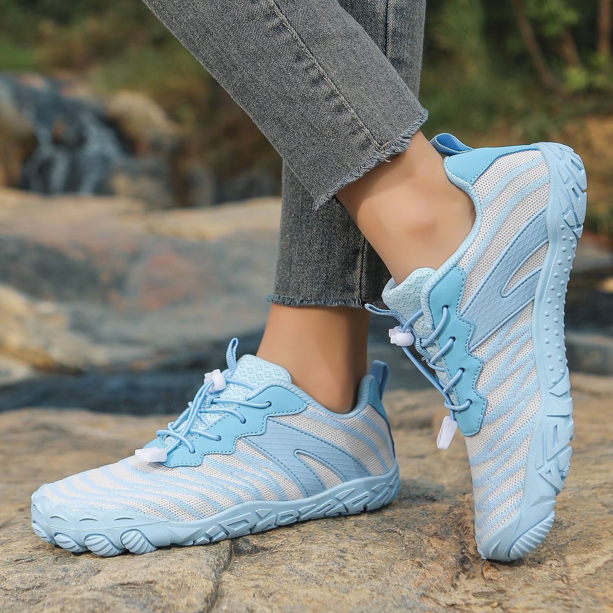 TIOZONEY - Zapatos de montaña antideslizantes para exteriores-Azul