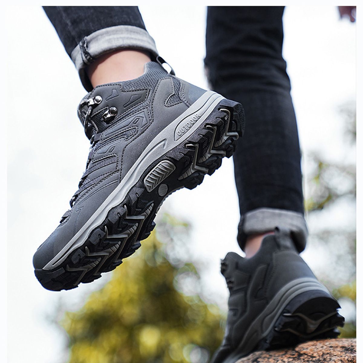 TIOZONEY - Zapatos de montaña para exteriores-Gris