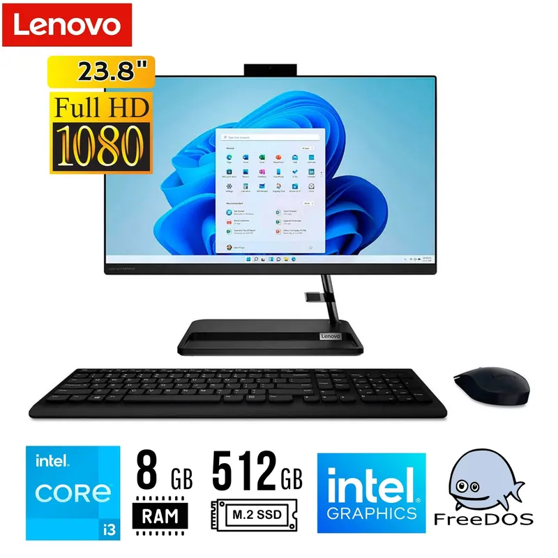 LENOVO - ALL IN ONE LENOVO 24IAP7 23,8"FHD  Intel Ci3 1215U 8GB DDR4 512GB SSD FreeDOS