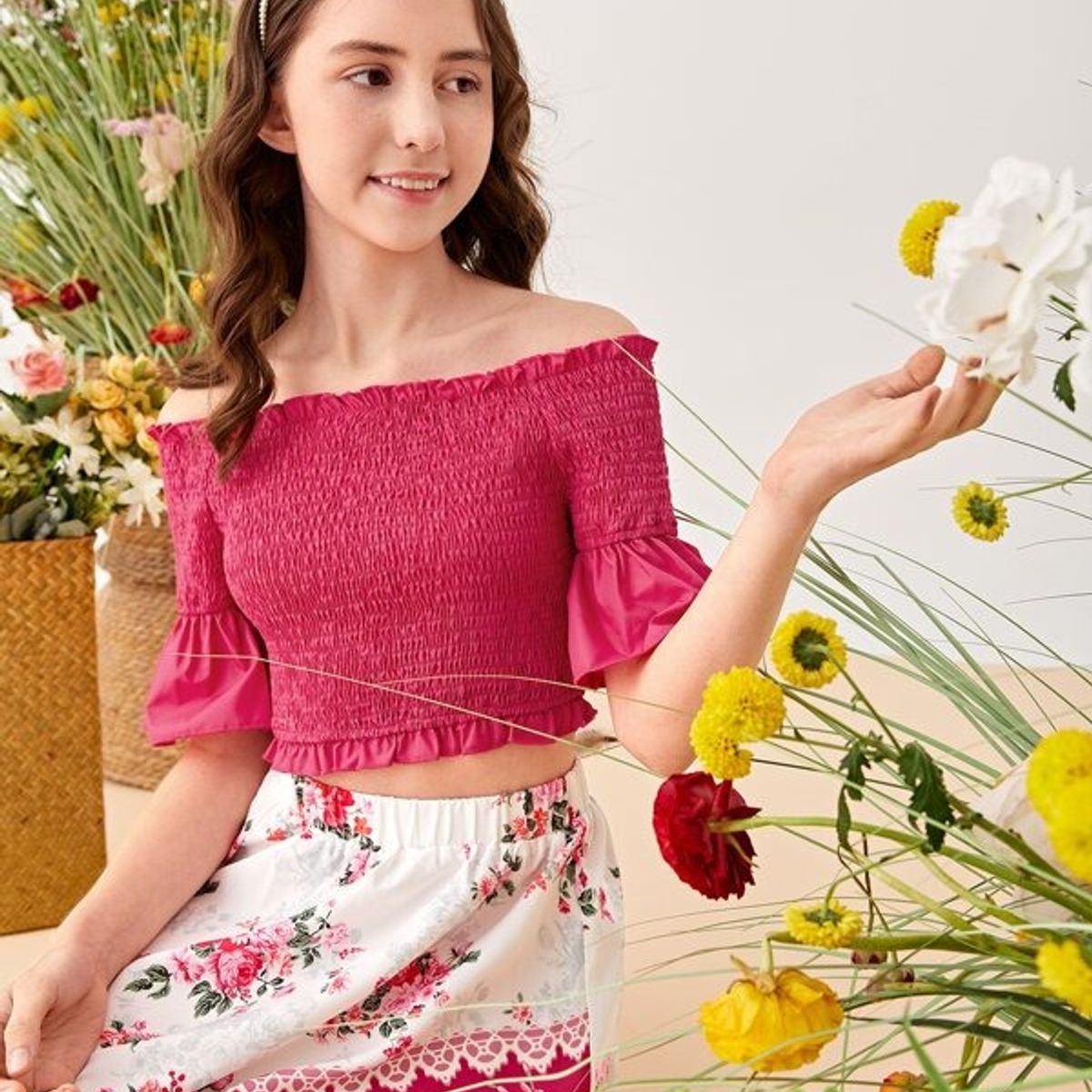 TAIS PRINCESS - Conjunto blusa de hombros descubiertos y falda