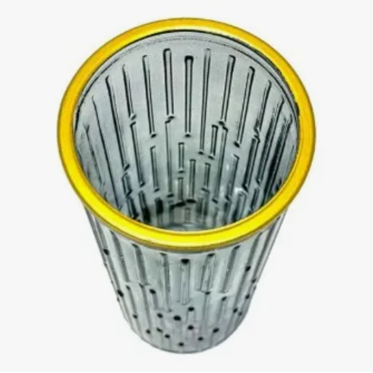 GENERICO - Florero Labrado Negro Con Borde Dorado