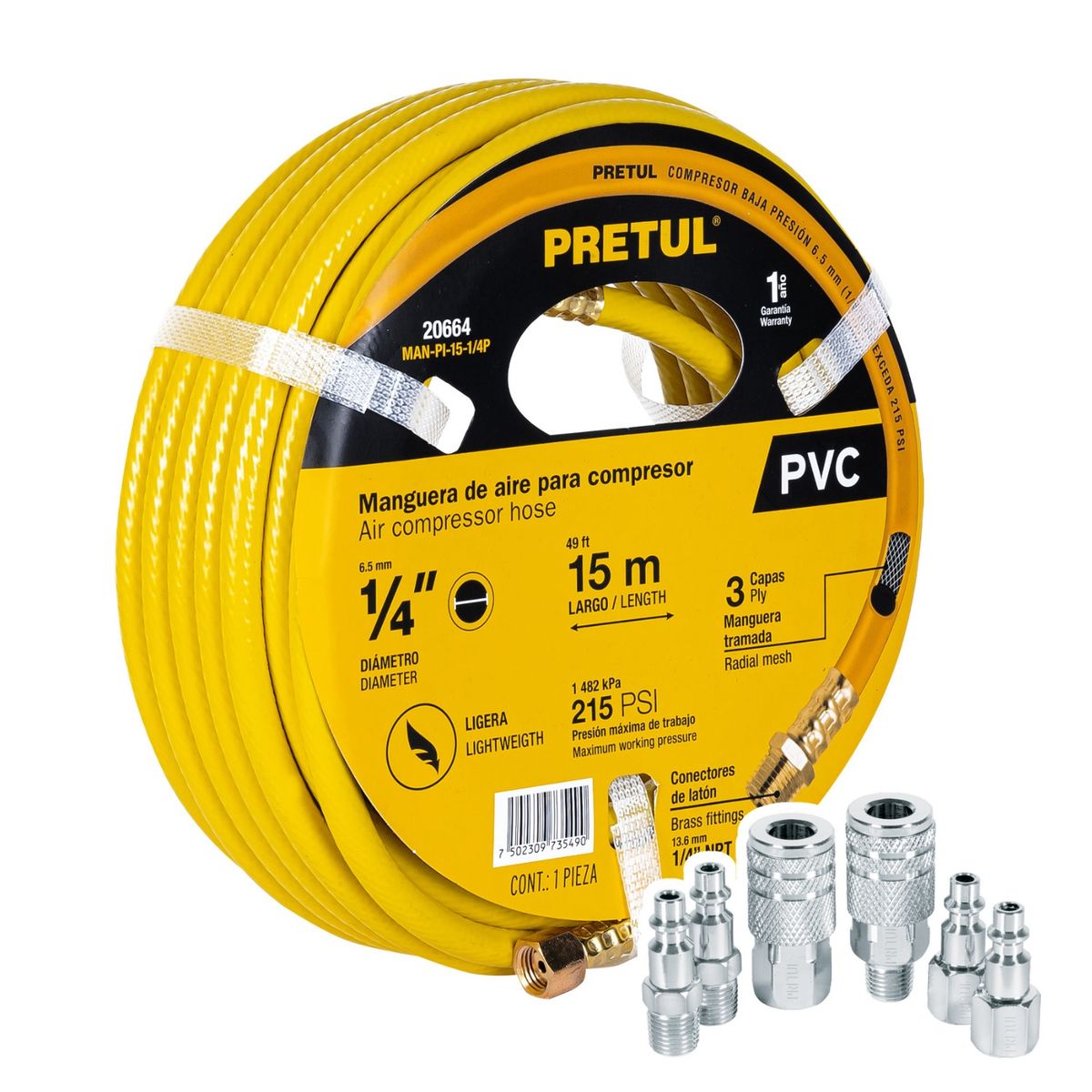 PRETUL - Combo manguera 15m + conectores rápidos Pretul