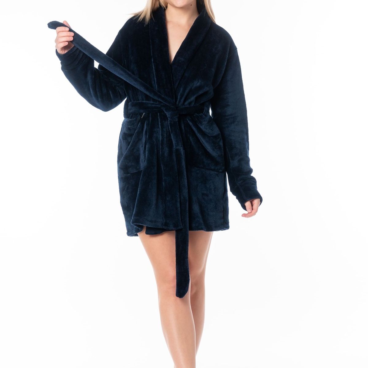 VELA WHITE - Bata de cama Plush Blue