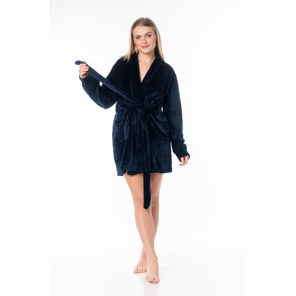 VELA WHITE - Bata de cama Plush Blue