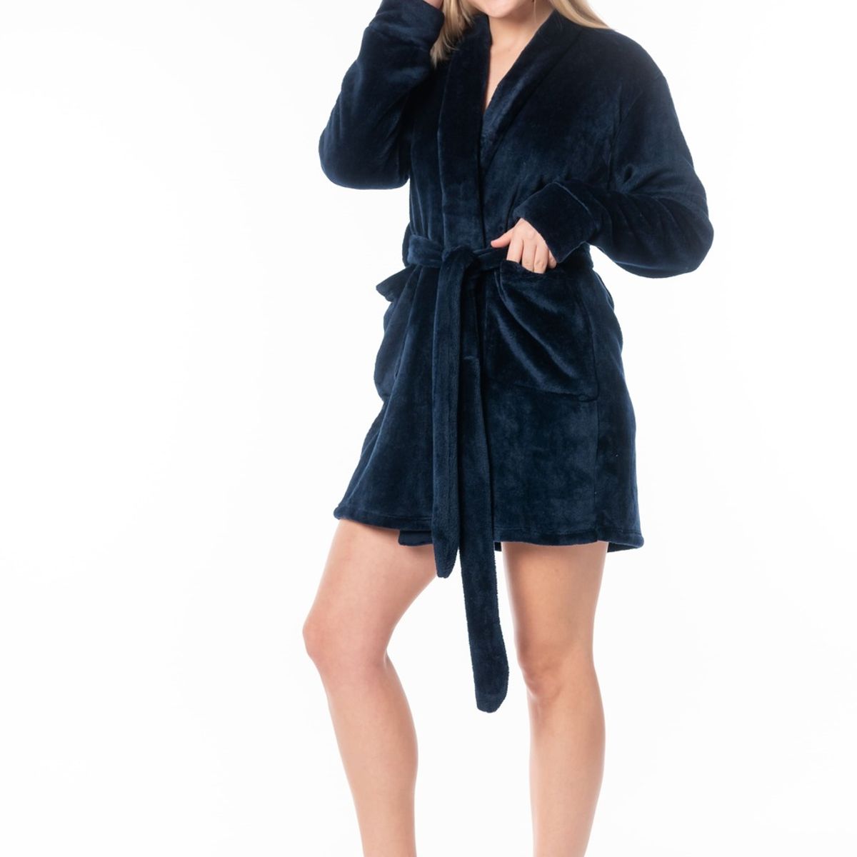 VELA WHITE - Bata de cama Plush Blue