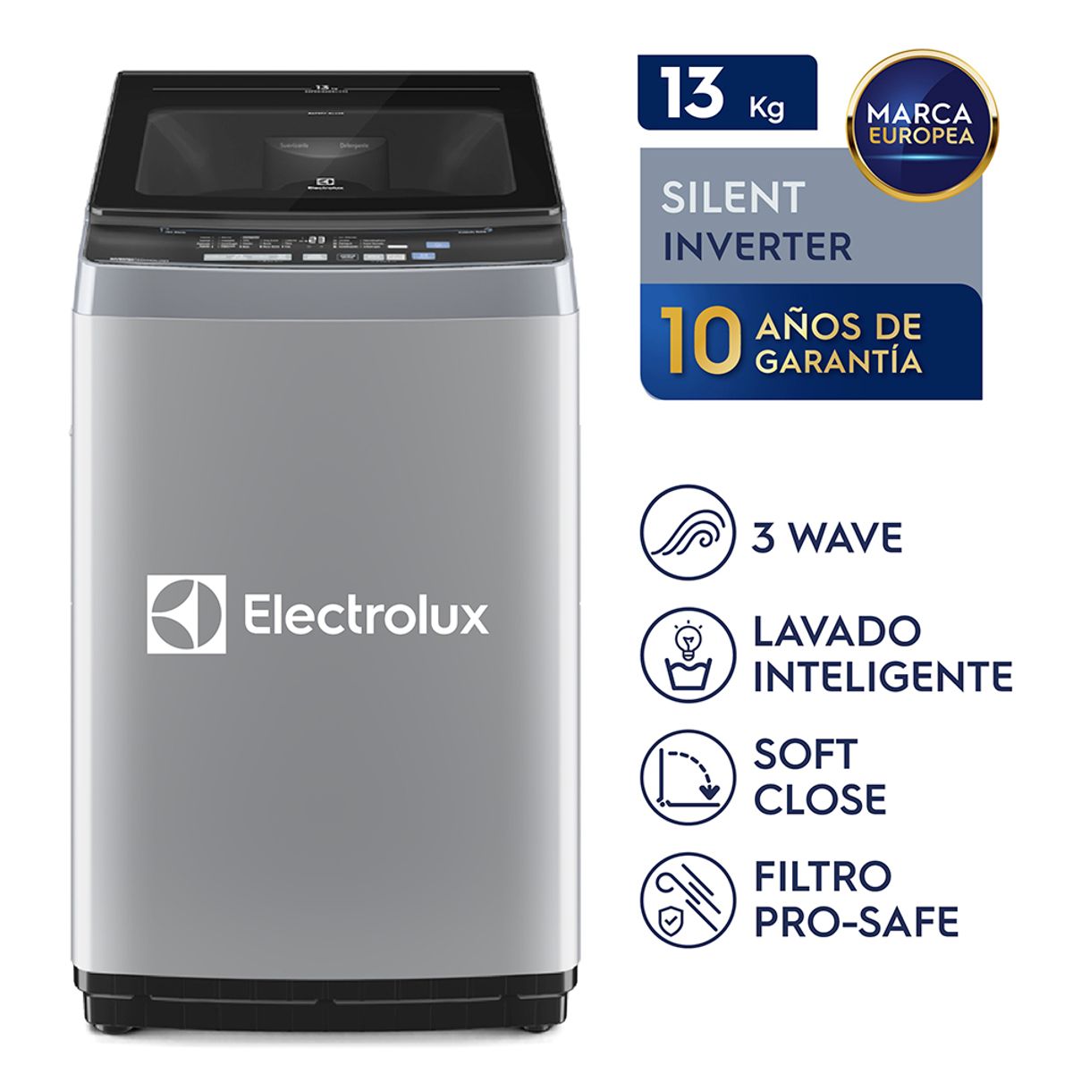 ELECTROLUX - Combo Lavadora 13kg Efficient Silver Silent EWIJ13F2XSYG + Vaporizador de Ropa EGS20 Electrolux