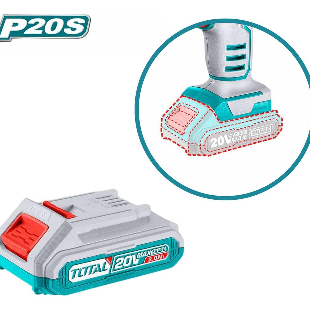 TOTAL TOOLS - Combo 2 baterías 20v 2ah + cargador Total