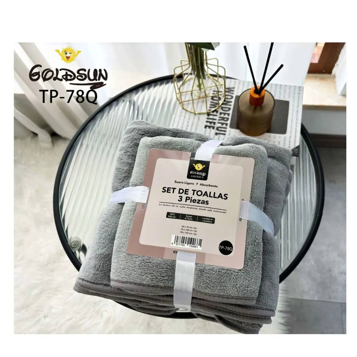 GOLDSUN - SET DE TOALLA 3 PIEZAS MICROFIBRA