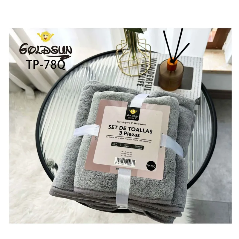 GOLDSUN - SET DE TOALLA 3 PIEZAS MICROFIBRA