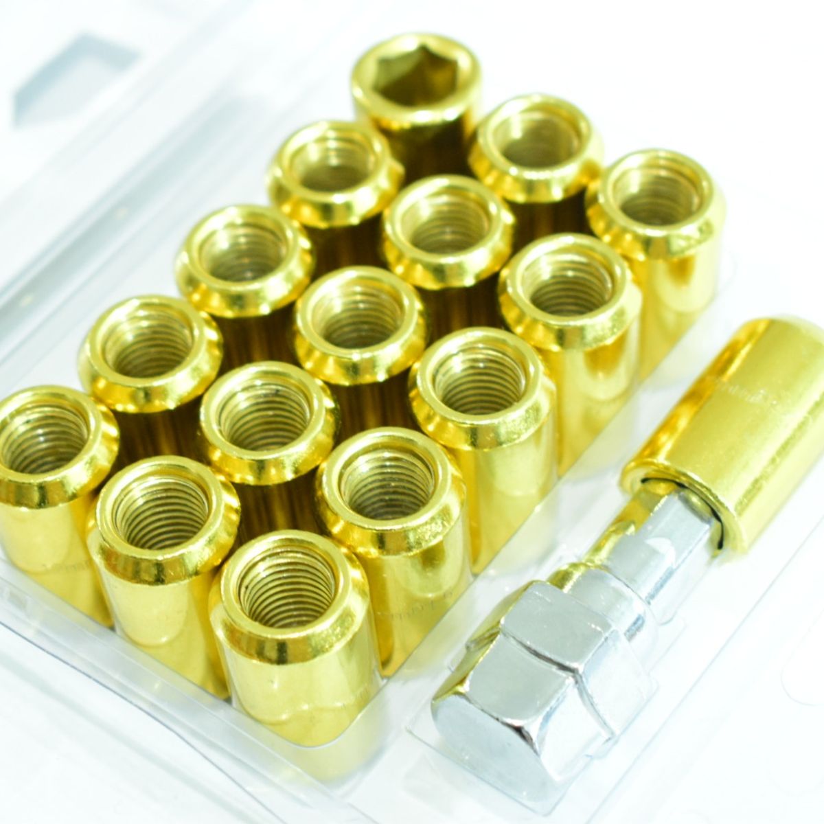 GENERICO - TUERCA DE RUEDA TUBULAR LARGA 16+1 45MM COLOR DORADO 12X125